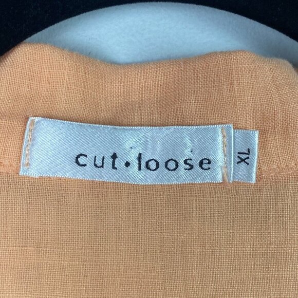 Cut Loose Linen Button Up Shirt Womens XL Orange 3/4 Sleeves - Picture 4 of 10